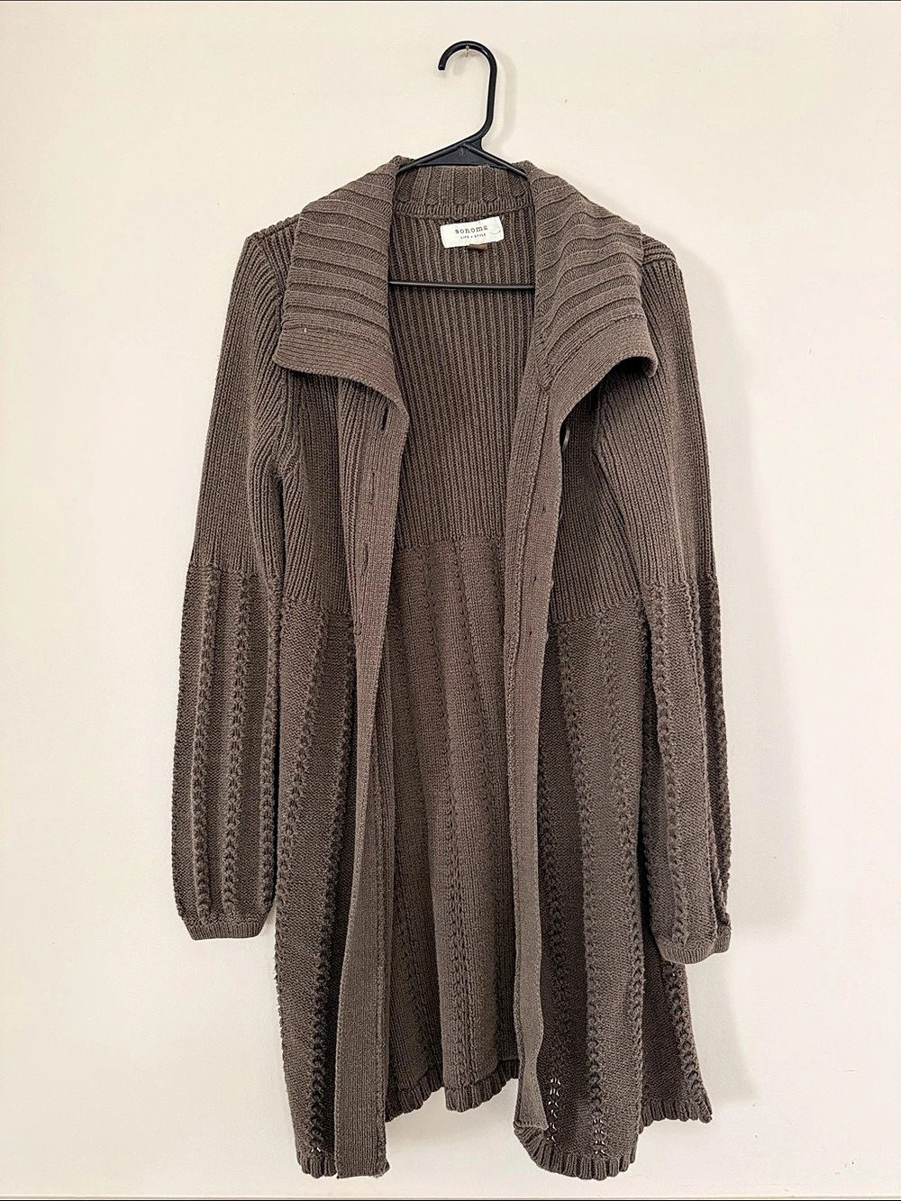 Sonoma Goods for Life Open-Front Long Cardigan Sweater Brown